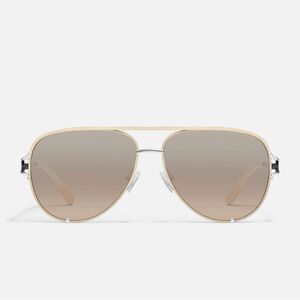 Quay High Key Twist Sunglasses Silver Frame / Silver Champagne Flash Lens NWOT